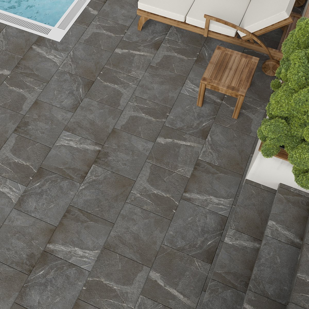 Magma Anthracite Matt Wall and Floor Tiles — detail view, buy tile UK