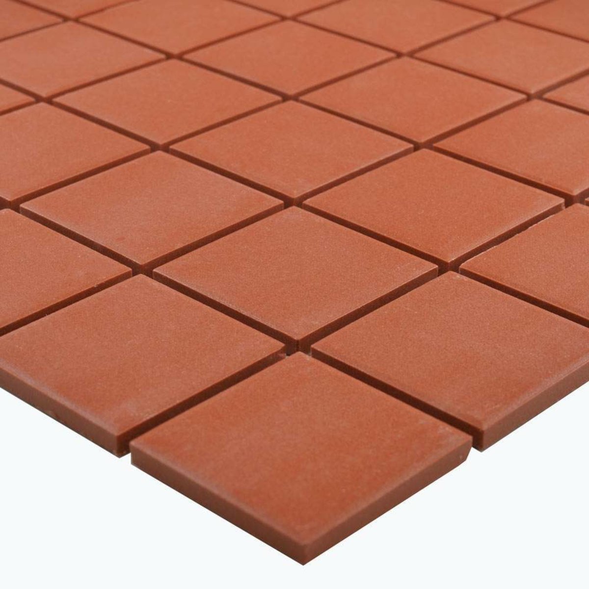 Victorian Red Mosaic — installed room setting, buy tile UK