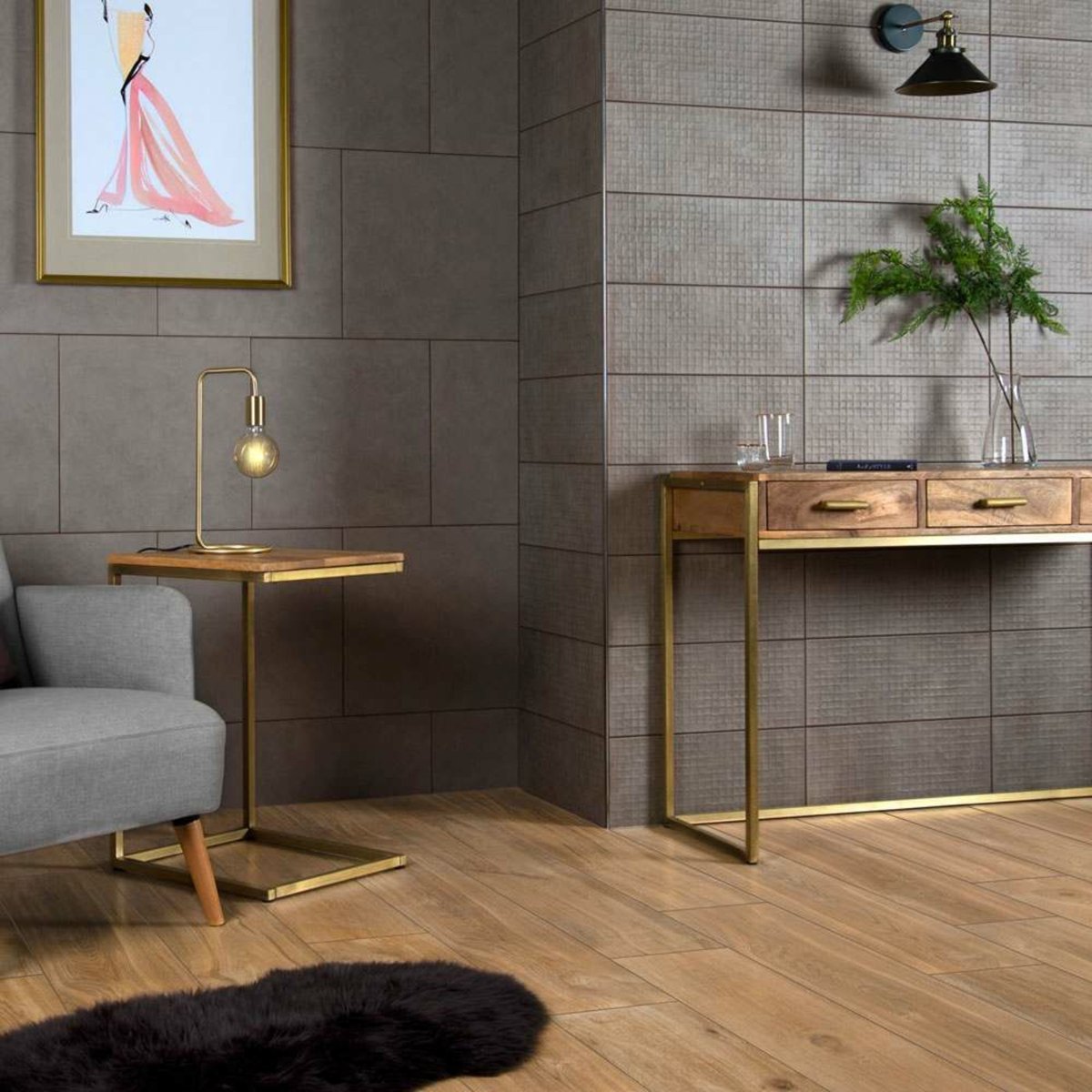 Selva Beige Wood Effect Tile 22.5x119.5 — detail view, buy floor tile UK