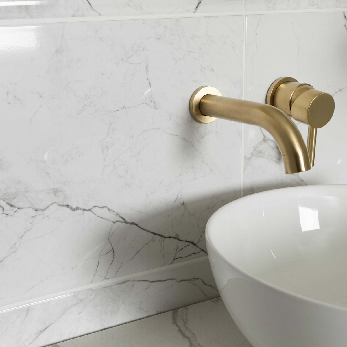 Riva White Gloss Marble Effect Wall Tile 600x300 — alternative angle, buy wall tile UK