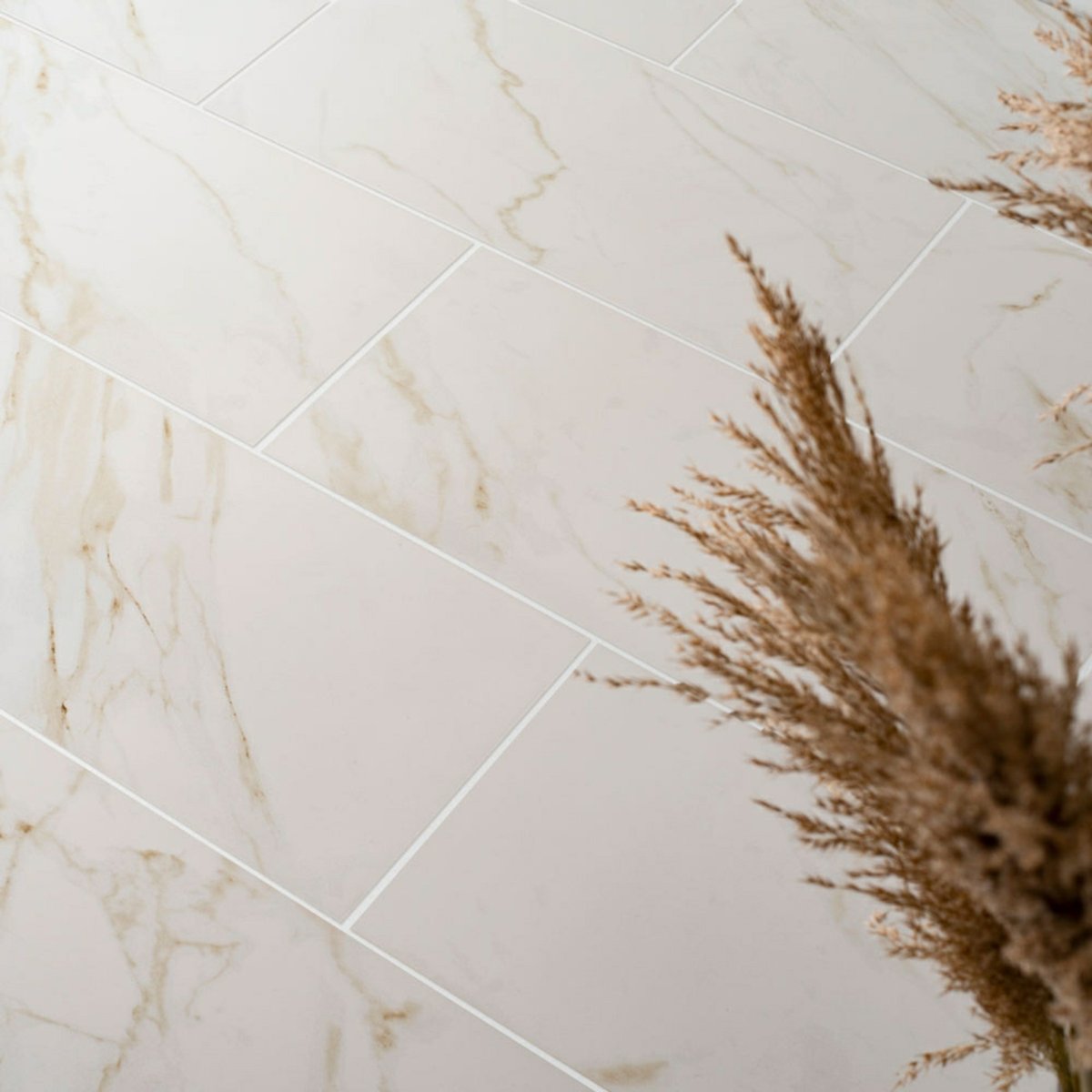 Palatina Gold Matt 30x60 Marble Effect Tiles — close-up of the tile surface, buy floor tile UK