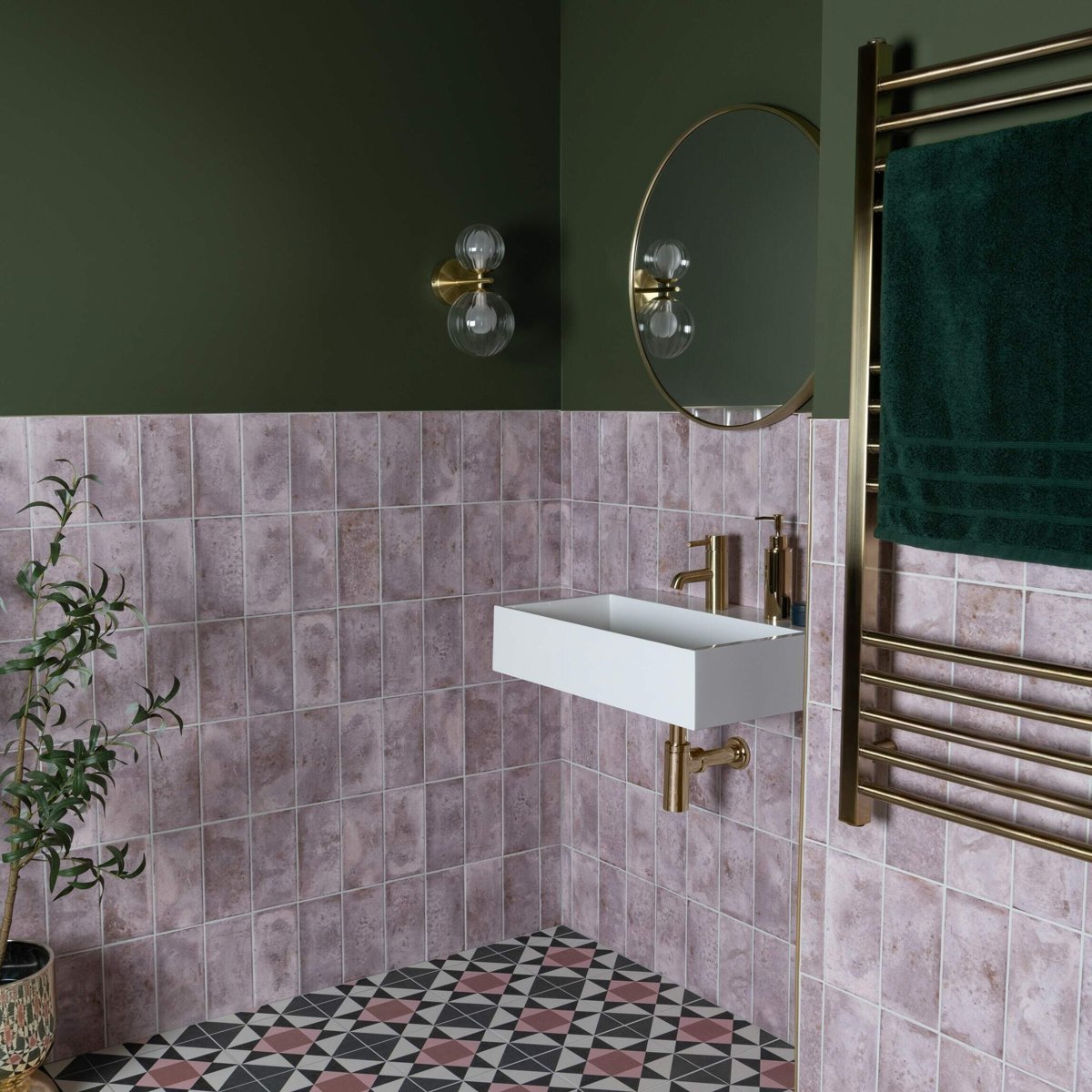 Clemence Orchid 20x10 — detail view, buy wall tile UK