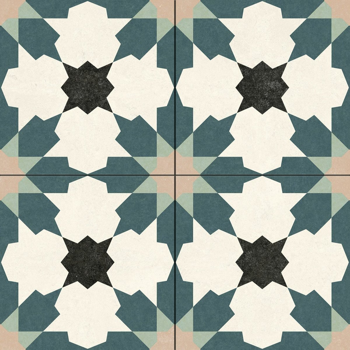 Bouquet Blue Matt Patterned Wall and Floor Tiles — close-up of the tile surface, buy floor tile UK