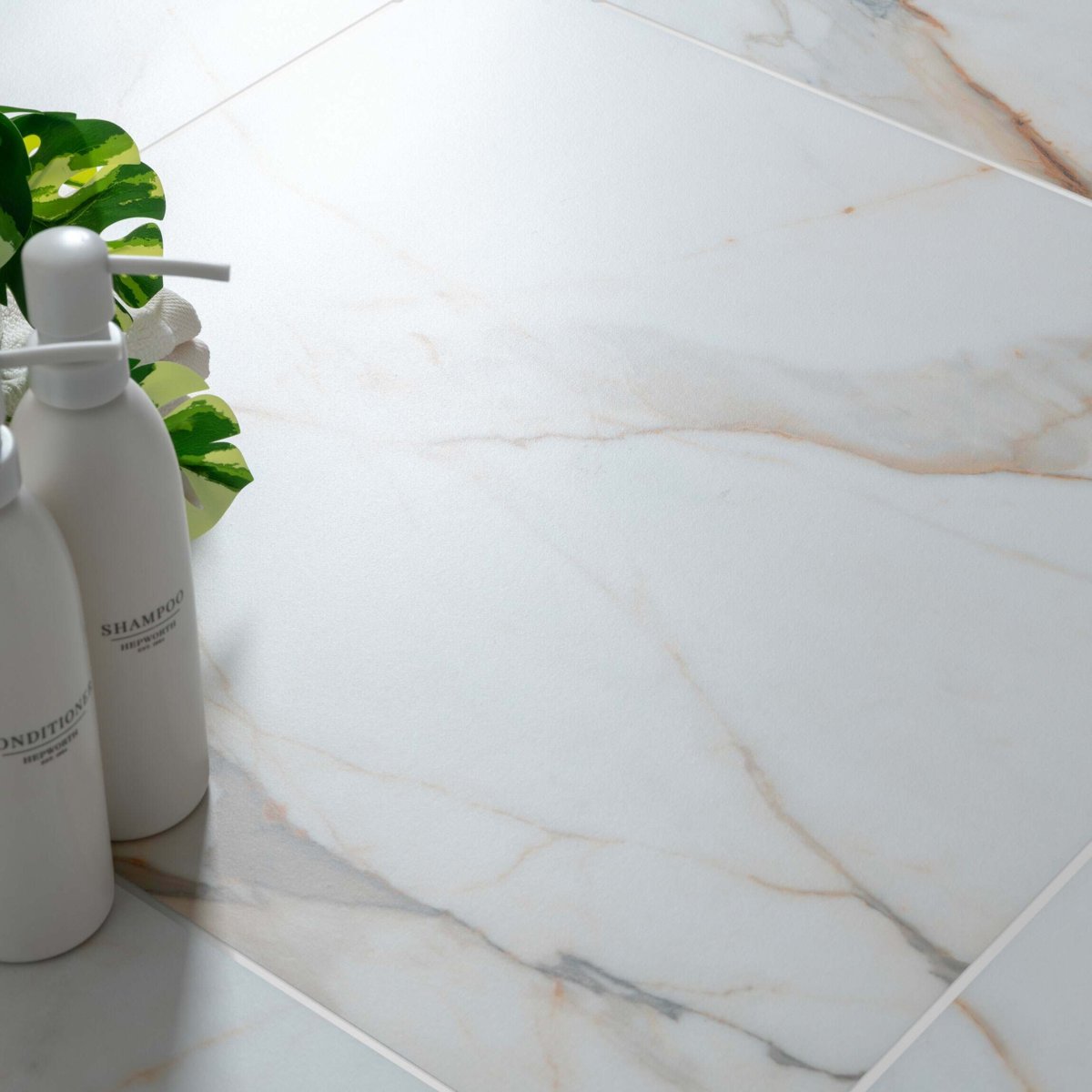 Makrana California White Matt Wall and Floor Tiles — installed room setting, buy floor tile UK