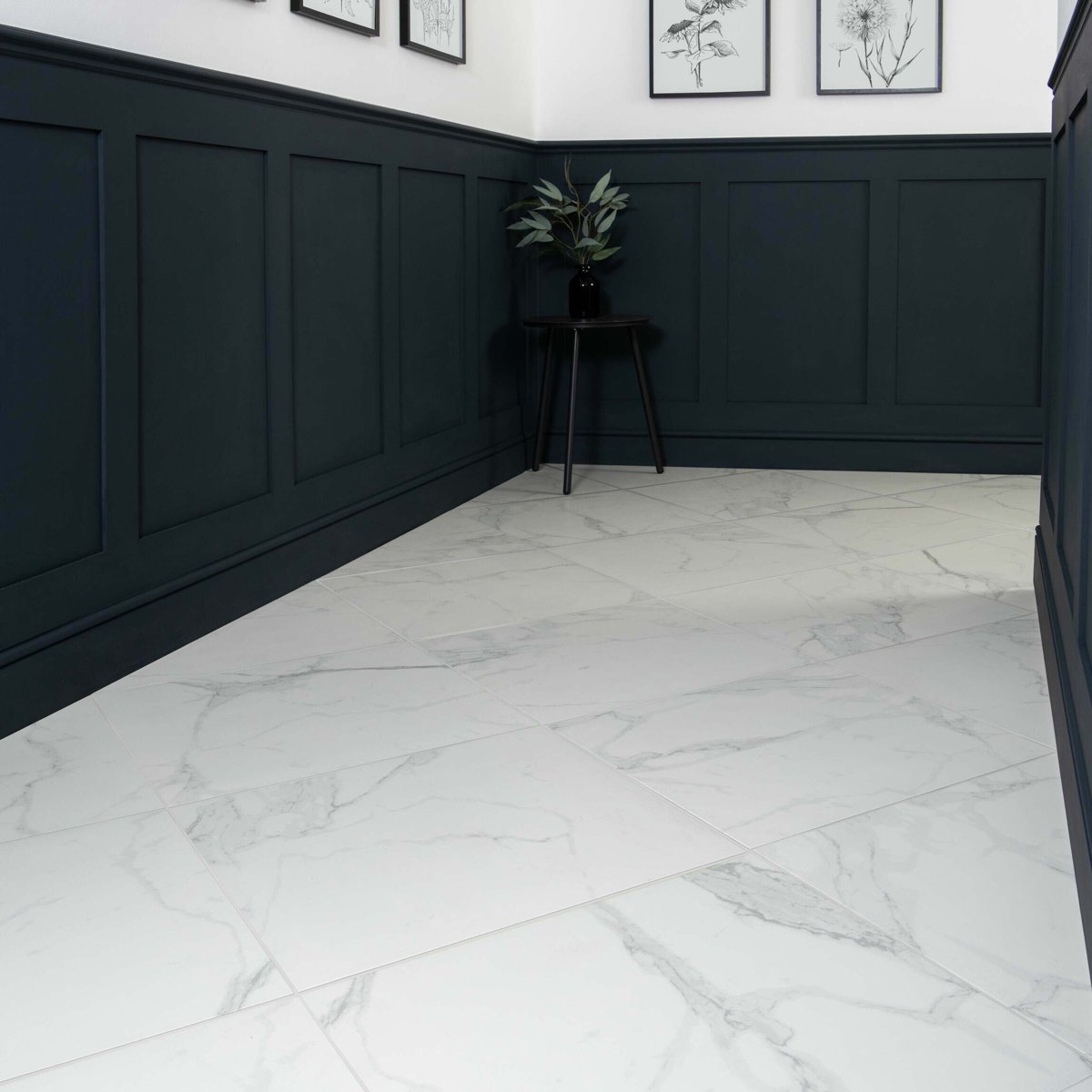Palatina 60.5x60.5 Matt Marble Effect Tile — close-up of the tile surface, buy floor tile UK