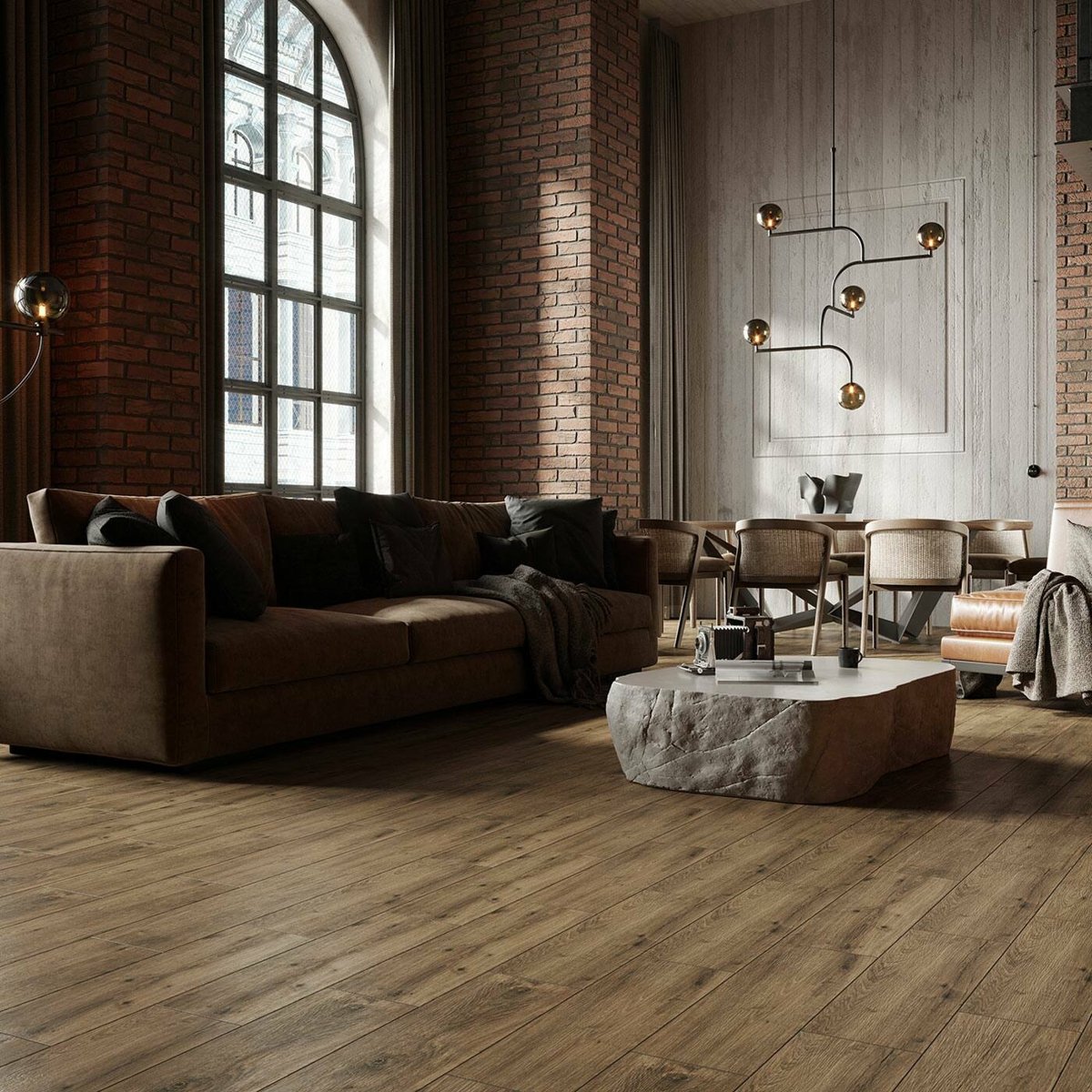 Star Wood Stylewood Brown Oak Wood Effect Tile — installed room setting, buy tile UK