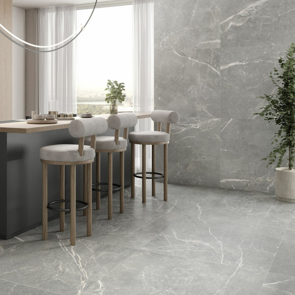 Toulouse Dark Stone Effect Tiles 90x90 — alternative angle, buy floor tile UK