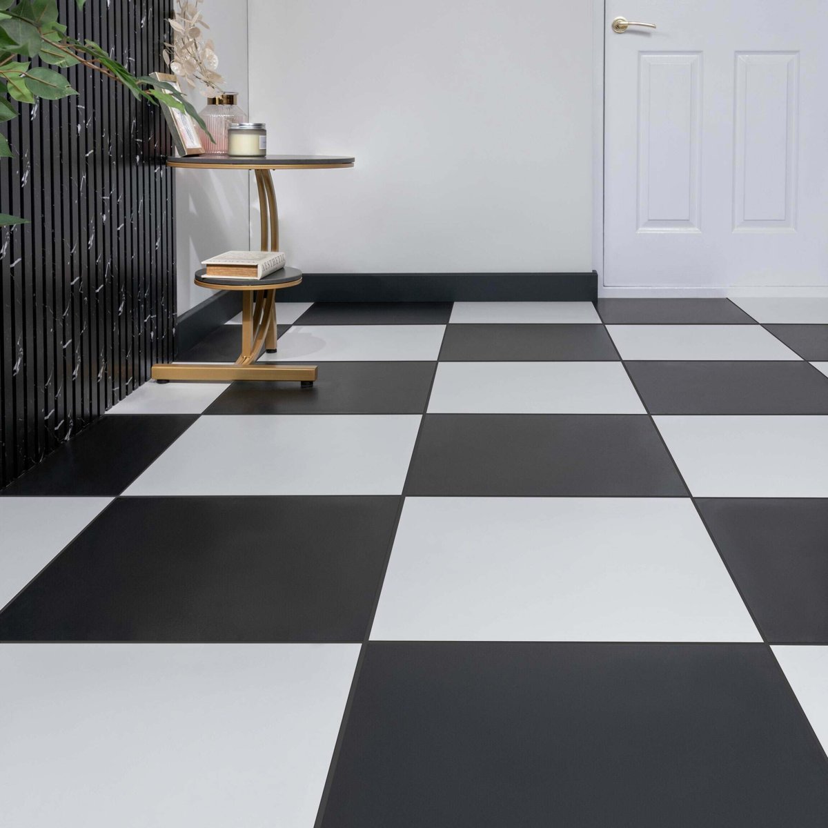 Klavier Black Matt 456x456 — installed room setting, buy floor tile UK