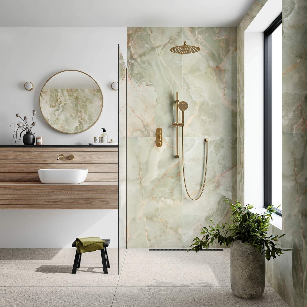 Lux Noor apple Marble Effect Tile — detail view, buy tile UK