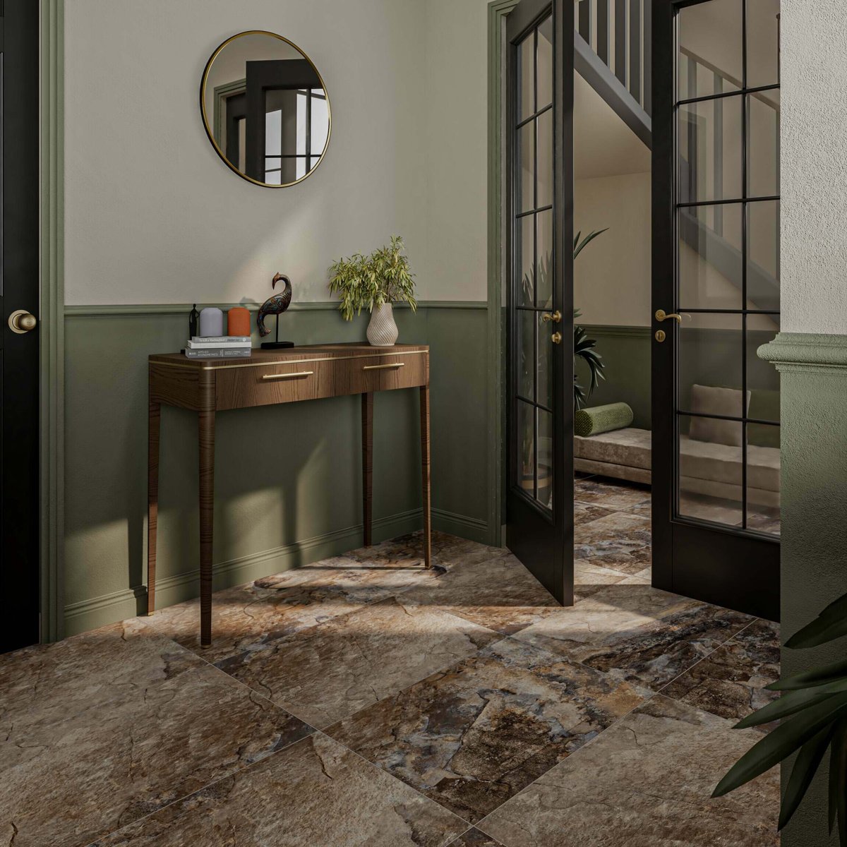 Keystone Grey Matt Stone Effect Wall and Floor Tiles — alternative angle, buy floor tile UK