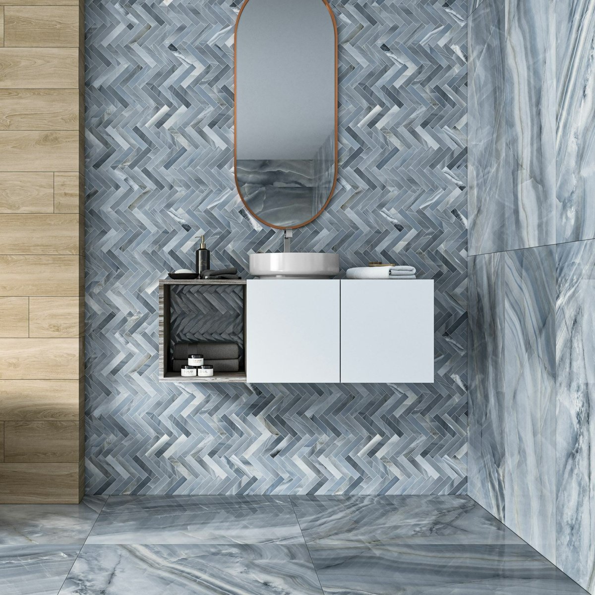 Rodas Smerato Marble Effect Tiles 1200x600 — detail view, buy floor tile UK