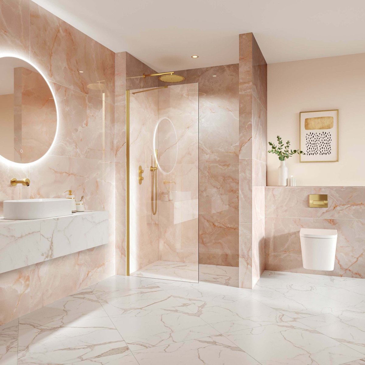 Lux Noor peach Marble Effect Tile — close-up of the tile surface, buy tile UK
