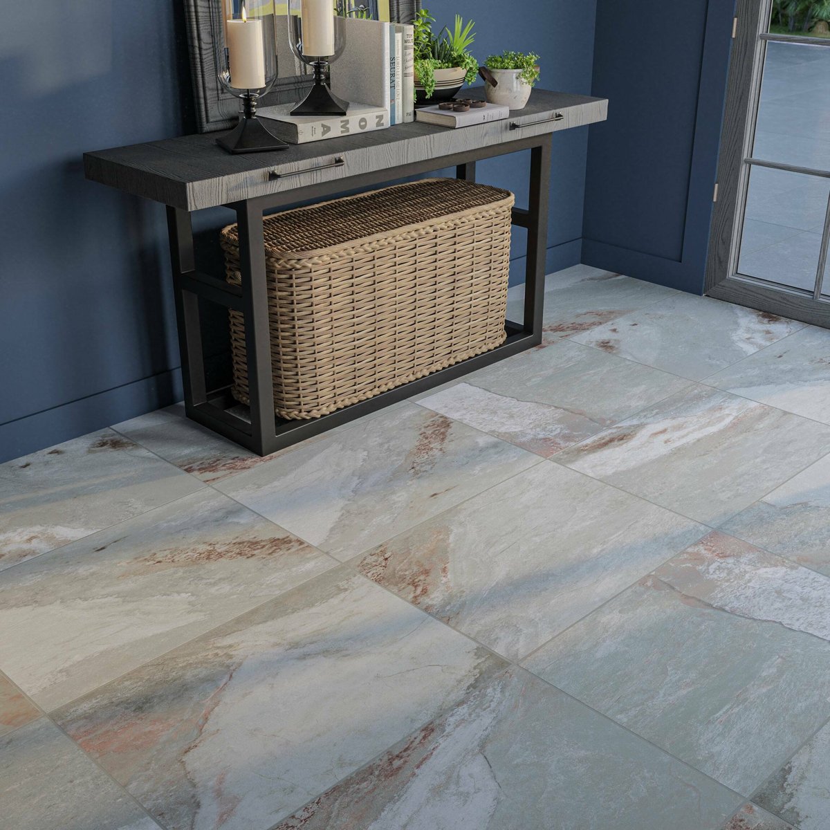 Newstone Iceberg Light Grey Matt Slate Effect Wall and Floor Tiles — close-up of the tile surface, buy floor tile UK