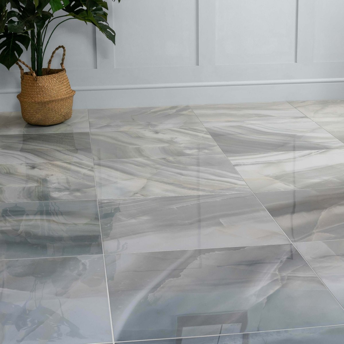 Rodas Smerato Marble Effect Tiles 600x600 — installed room setting, buy floor tile UK