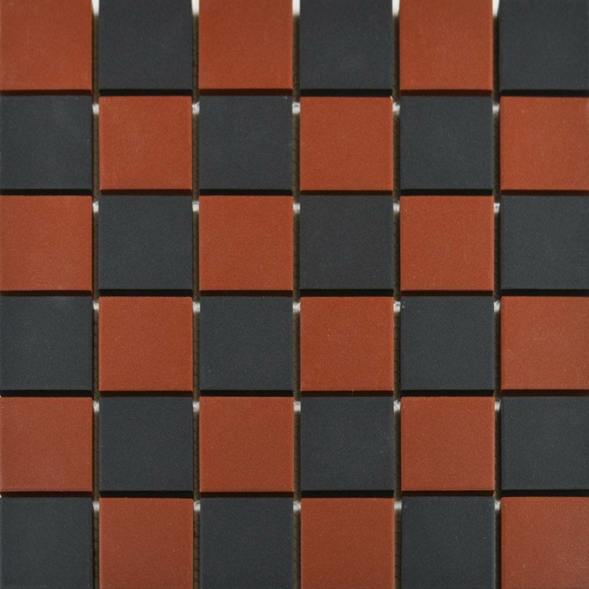 Victorian Red & Black Chequer Mosaic — close-up of the tile surface, buy tile UK