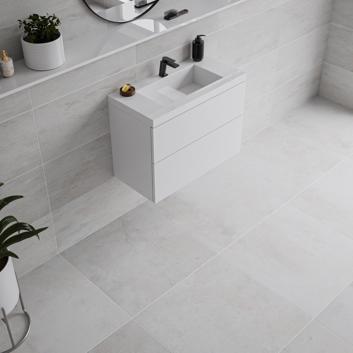 Metallique Blanco Lapato 60x60 — close-up of the tile surface, buy floor tile UK