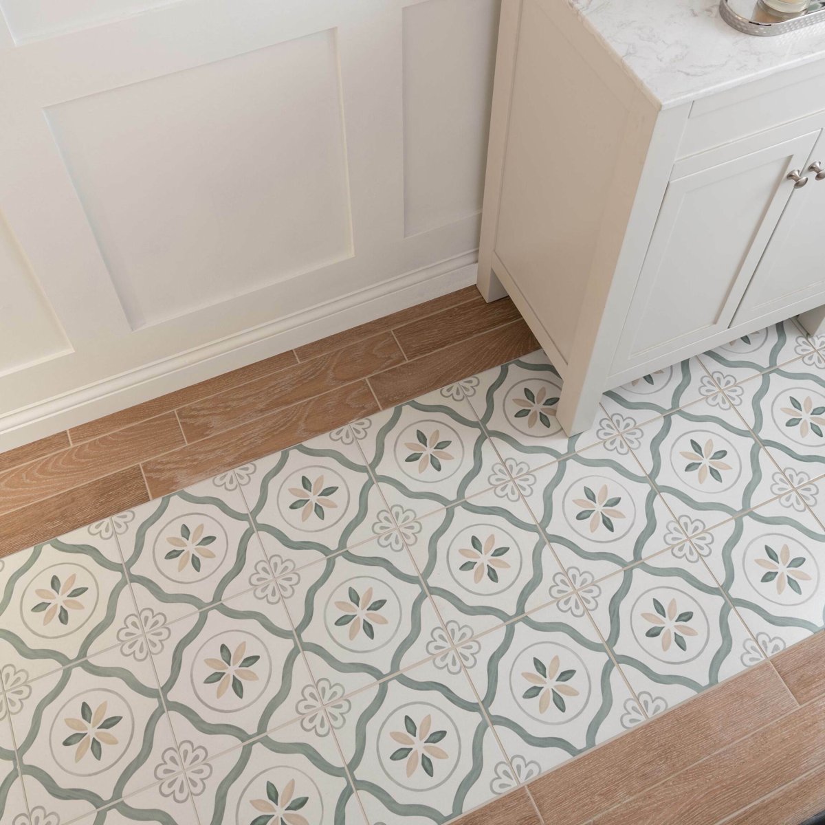 Sirocco Green Petals — detail view, buy floor tile UK
