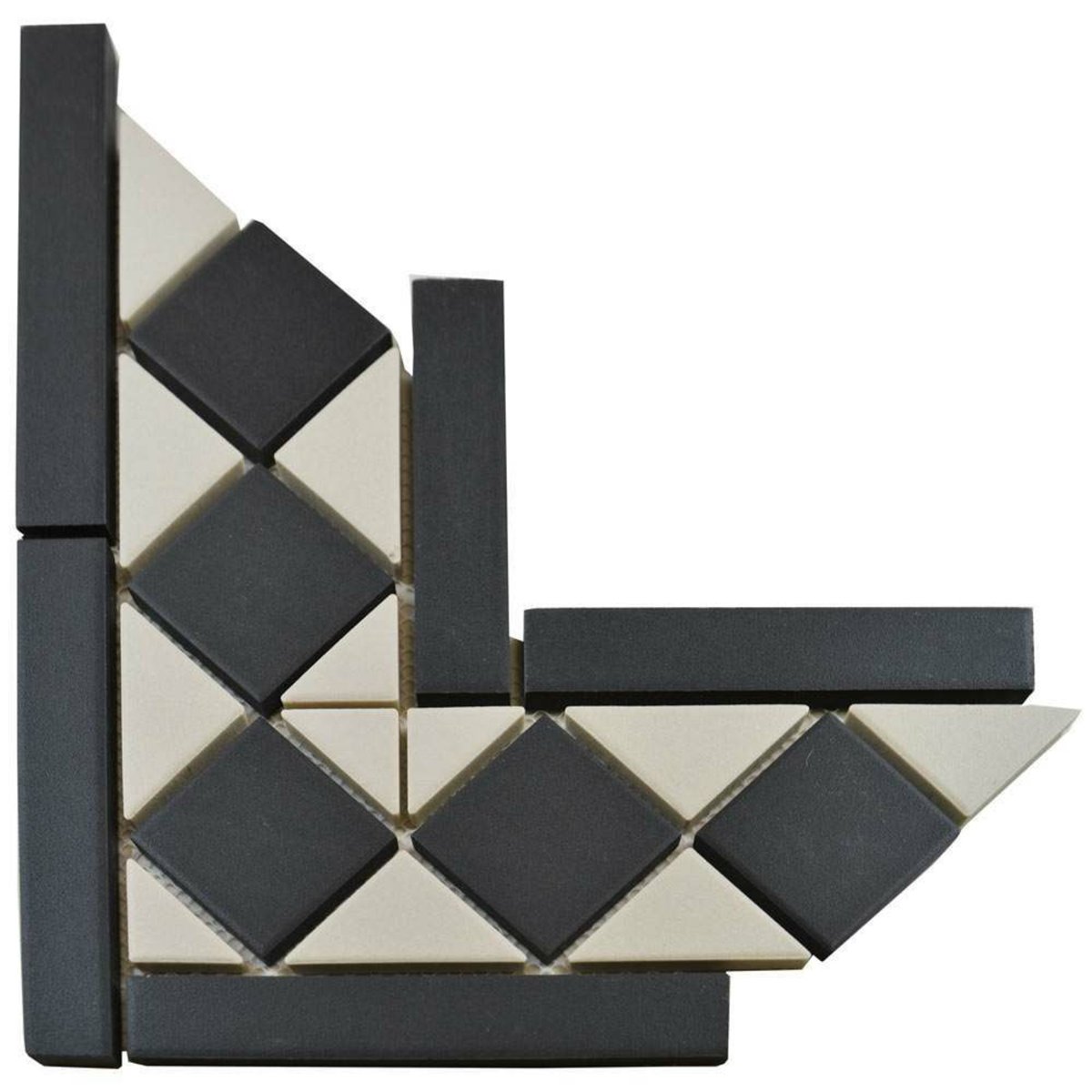 Victorian White & Black Corner — close-up of the tile surface, buy tile UK