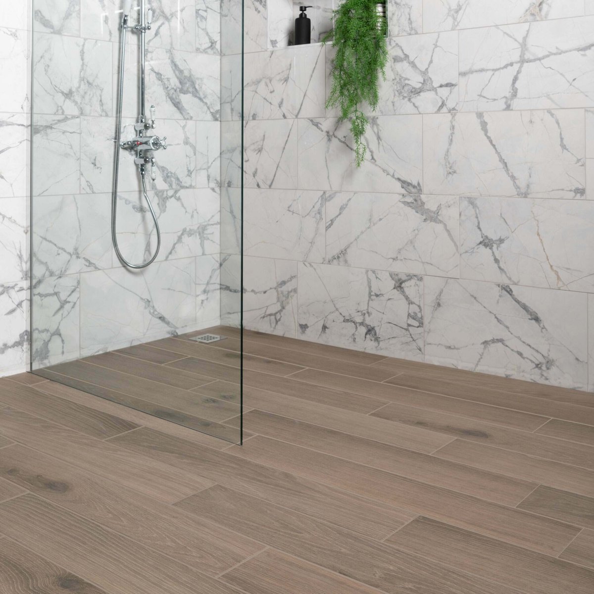Civic Brown Wood Effect Tile 15x90 — detail view, buy floor tile UK