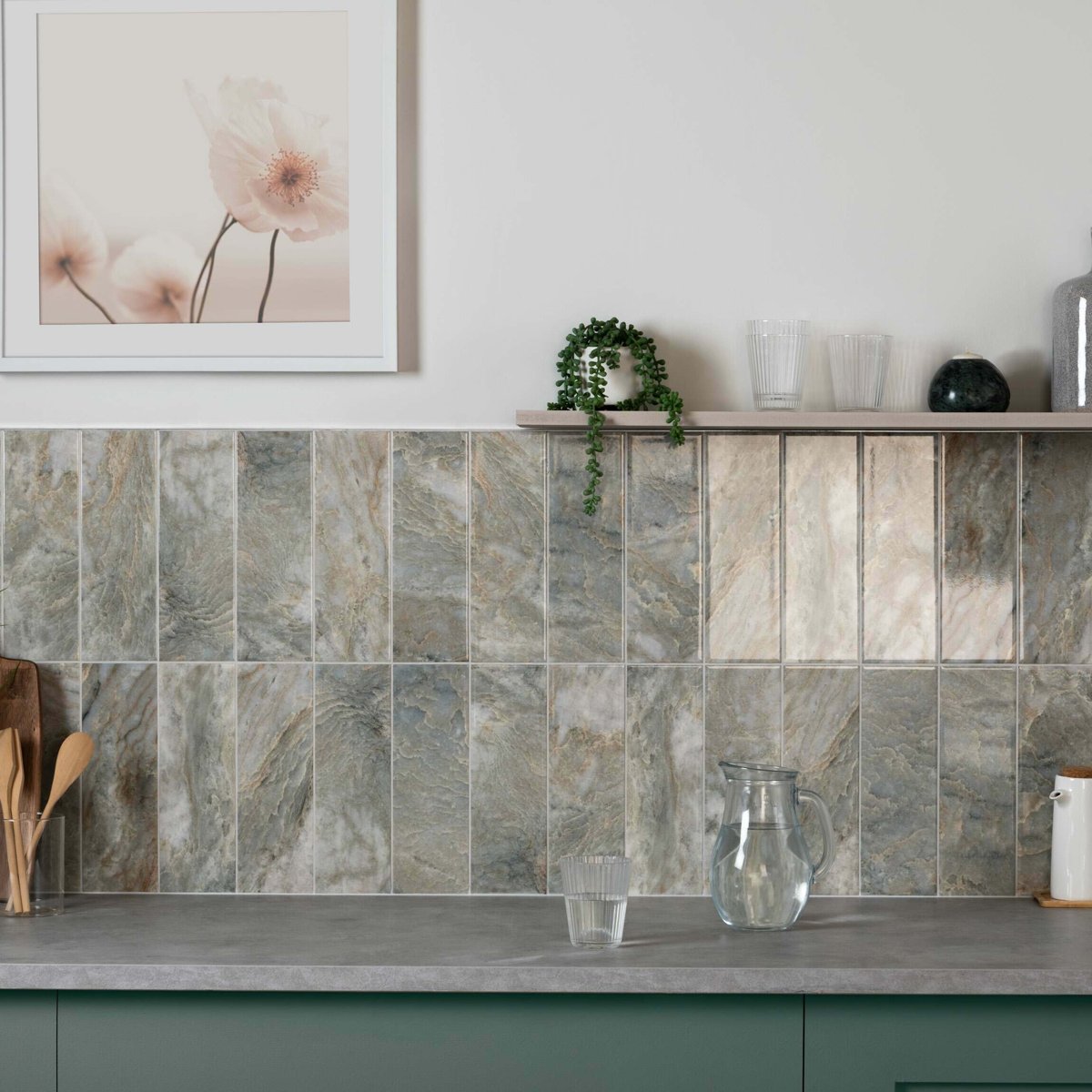 Onix Verde Marble Effect Tile — alternative angle, buy tile UK
