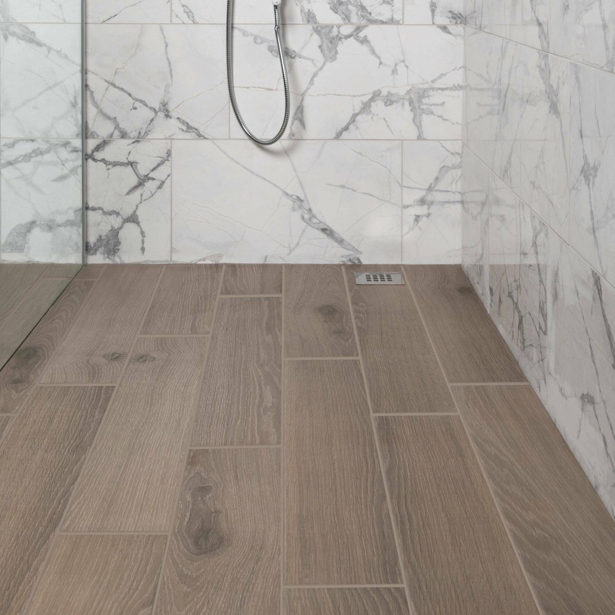 Civic Brown Wood Effect Tile 15x90 — installed room setting, buy floor tile UK