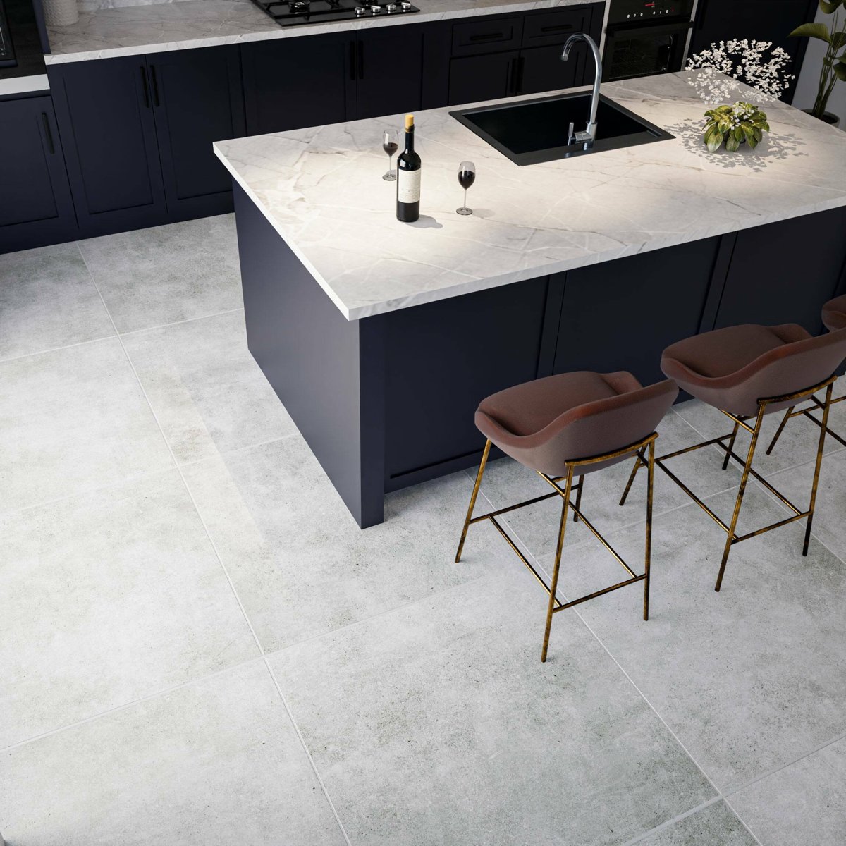 Vita Stone Effect Gris 90x90 — detail view, buy tile UK