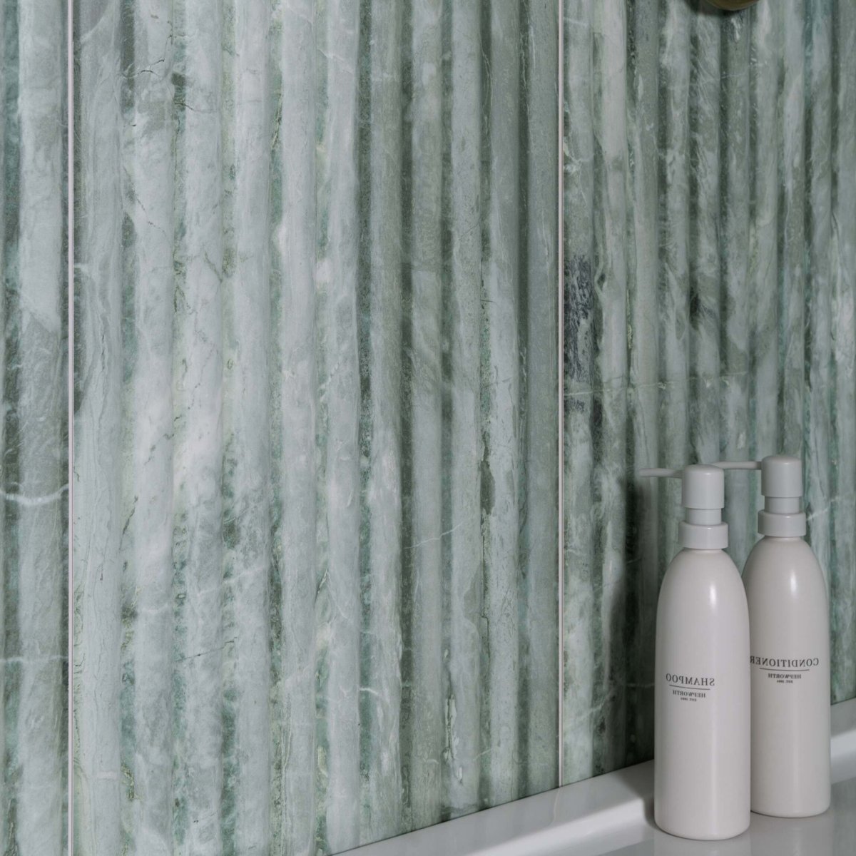 Fluted Travertino Jungle Green Decor Wall Tiles — detail view, buy wall tile UK