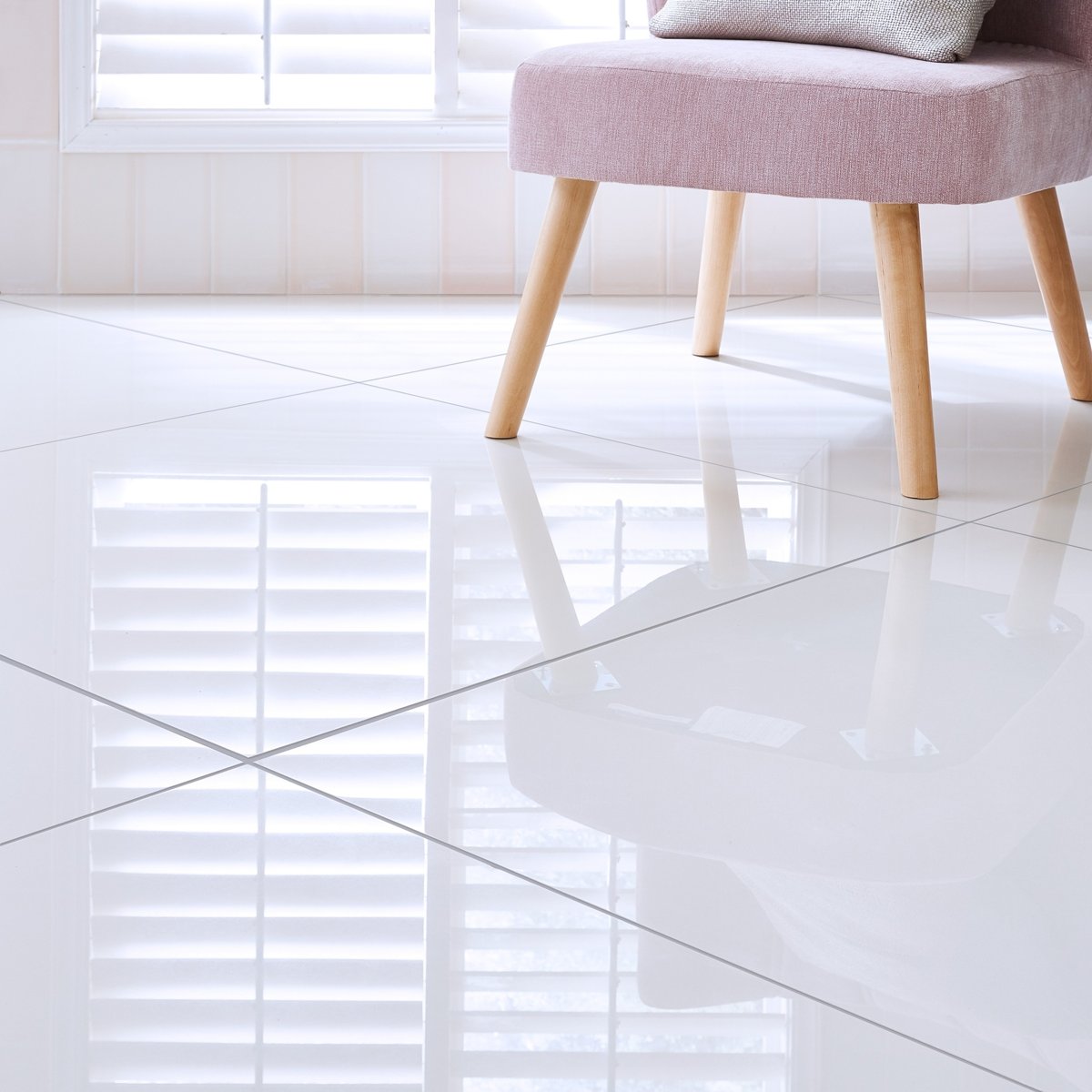 Snow White 800x800mm Tiles — detail view, buy floor tile UK