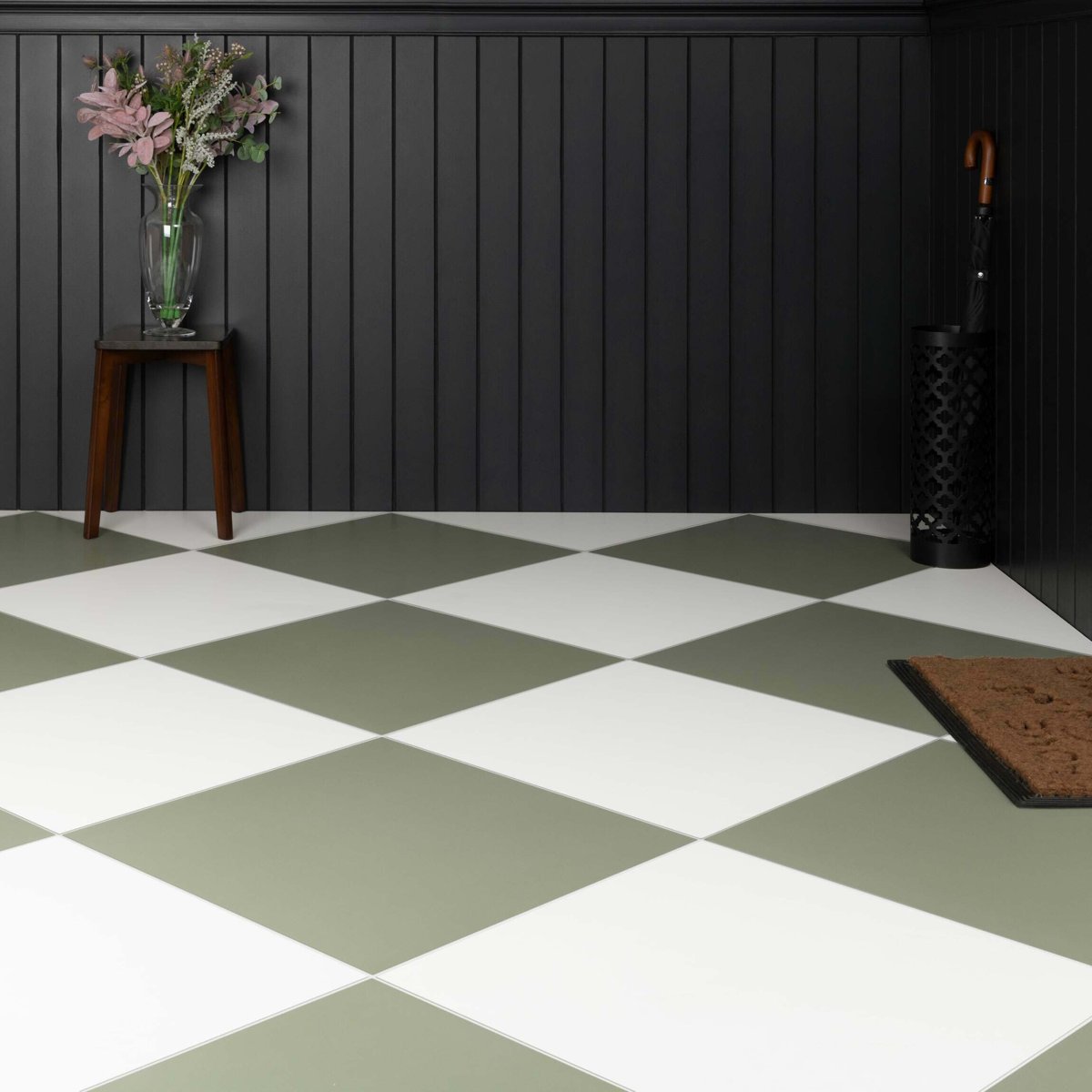 Cielo Verde Green Matt Plain Tiles 598x598 — alternative angle, buy floor tile UK