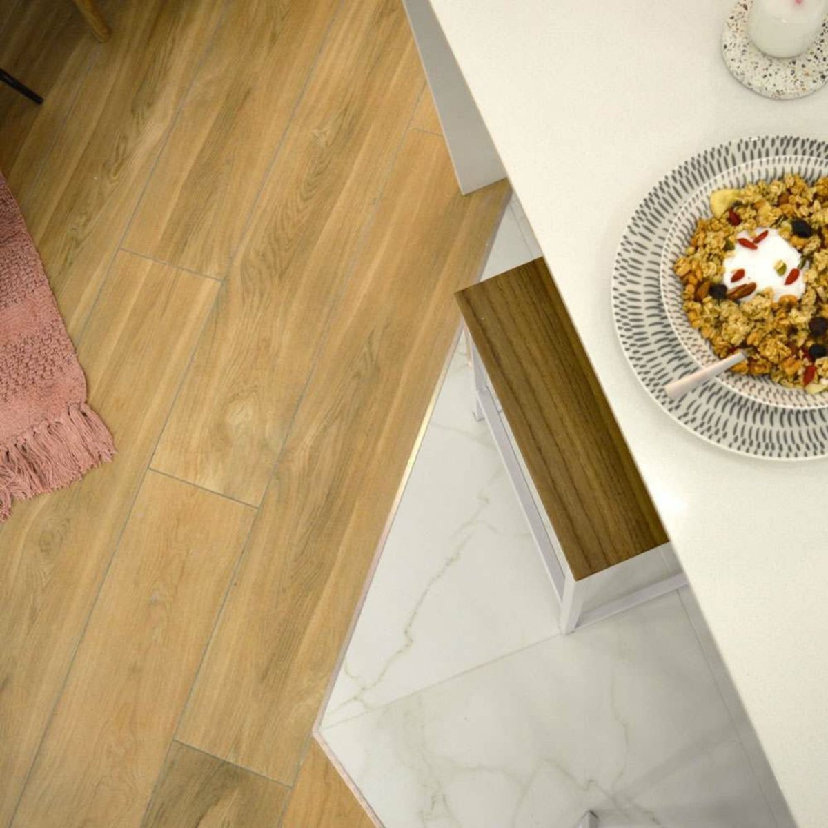 Selva Beige Wood Effect Tile 22.5x119.5 — installed room setting, buy floor tile UK