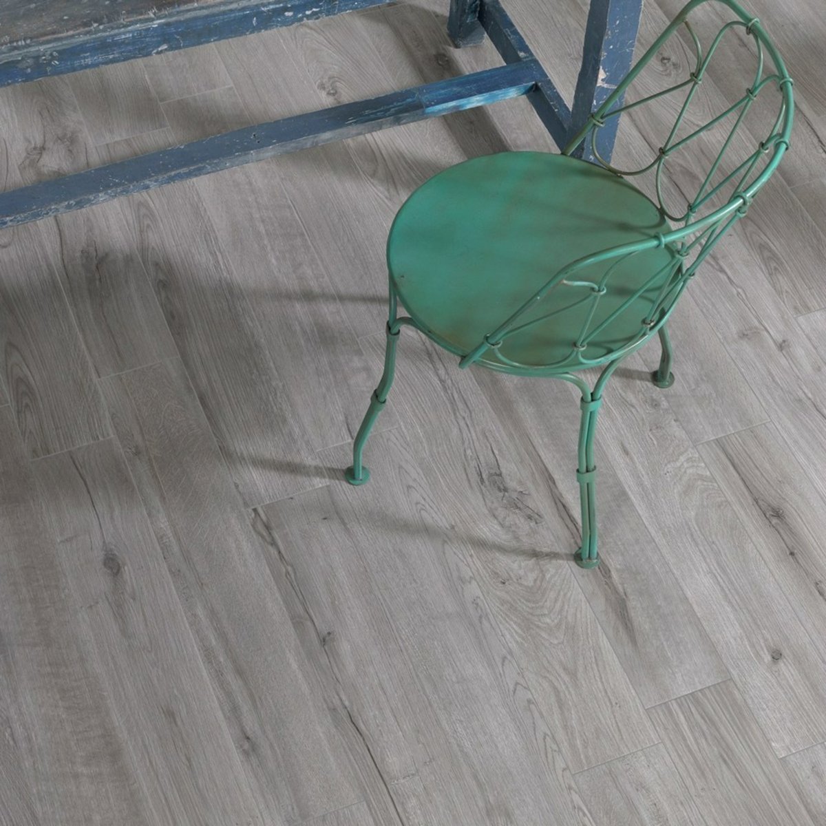 Mumble Grey Wood Effect Tile 150x900 — installed room setting, buy floor tile UK