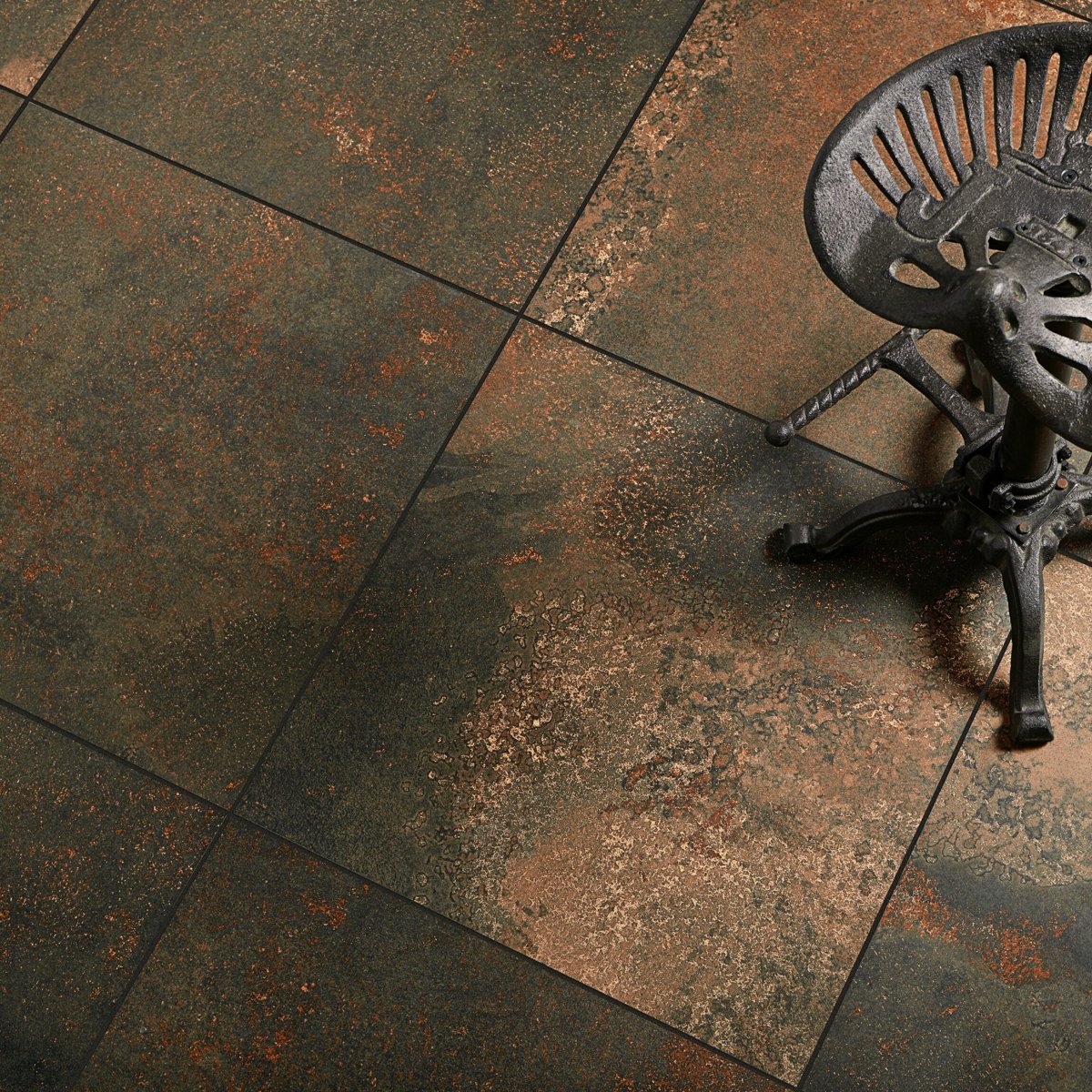 Yuri® Caldera 583x583 — installed room setting, buy floor tile UK