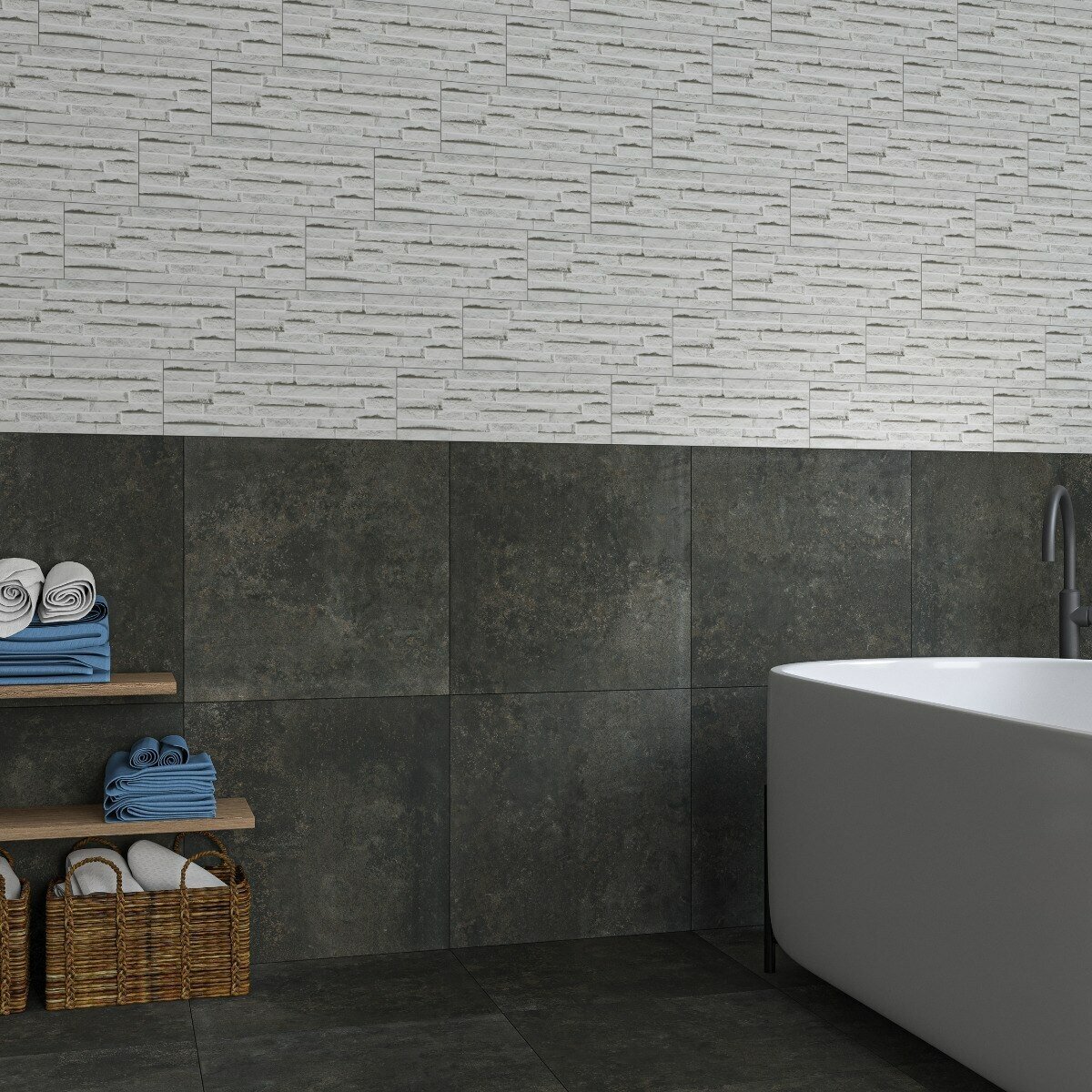 Metallique Iron Lapato 60x60 — alternative angle, buy floor tile UK