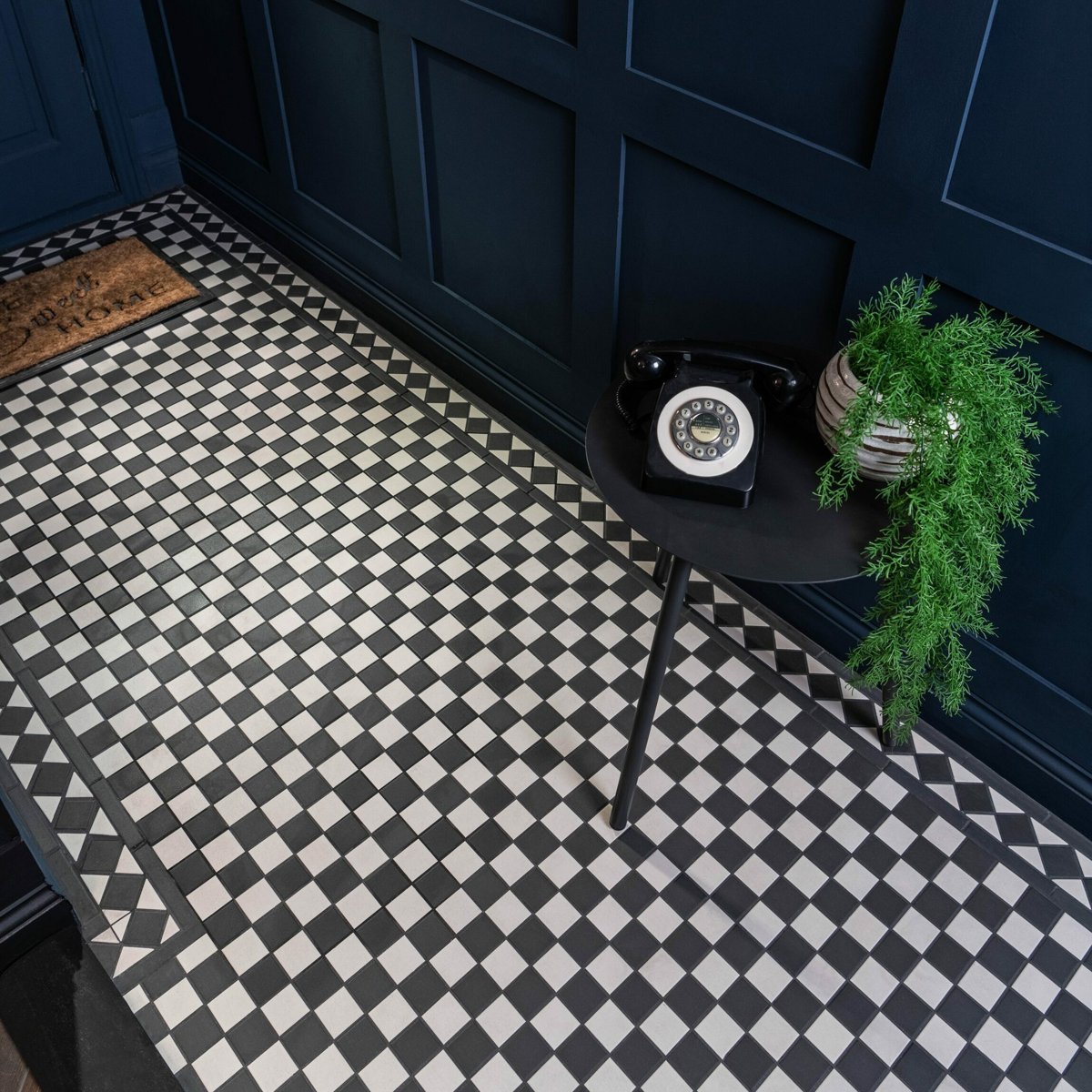 Victorian White & Black Border — alternative angle, buy tile UK