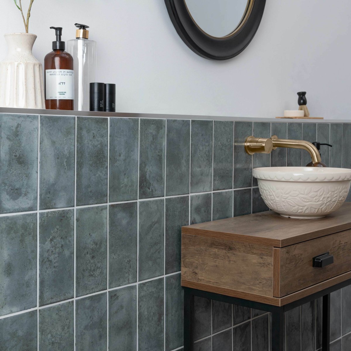 Clemence Forest 20x10 — installed room setting, buy wall tile UK