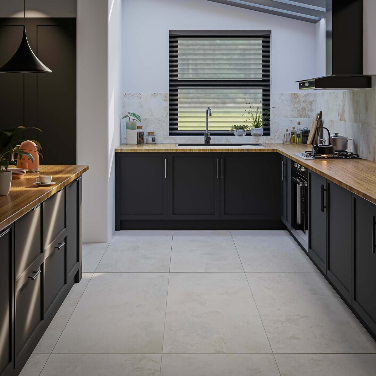 Metallique Blanco Lappato 60x120 — installed room setting, buy floor tile UK
