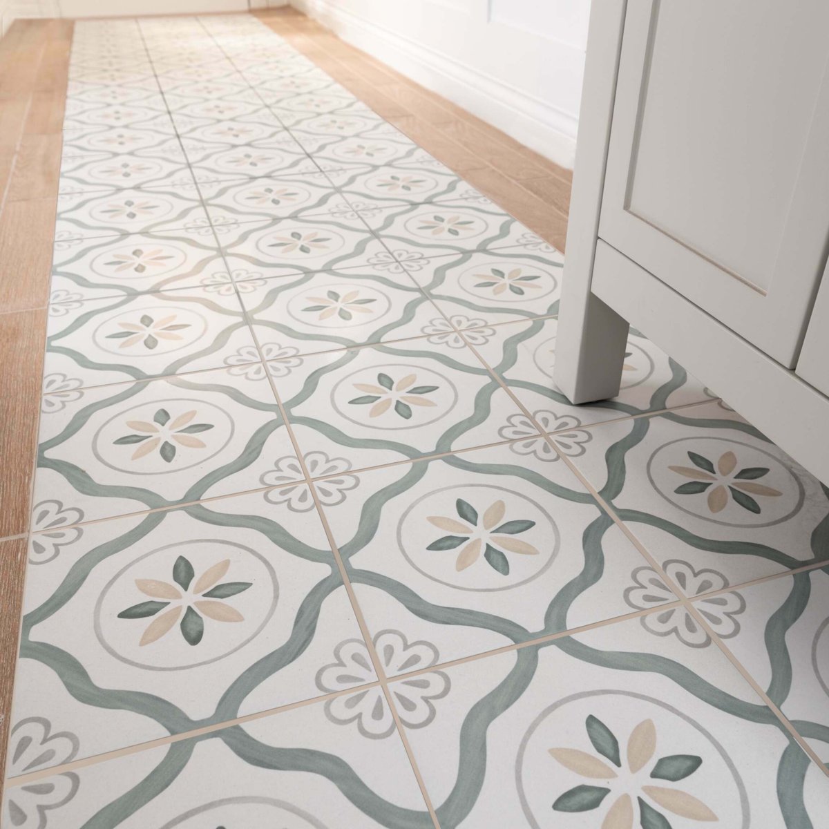 Sirocco Green Petals — alternative angle, buy floor tile UK
