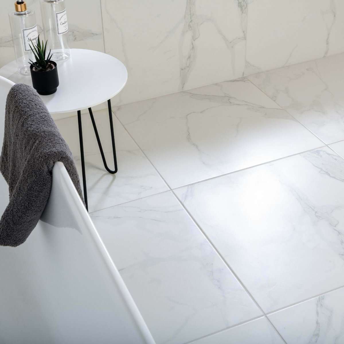 Palatina 60.5x60.5 Matt Marble Effect Tile — alternative angle, buy floor tile UK