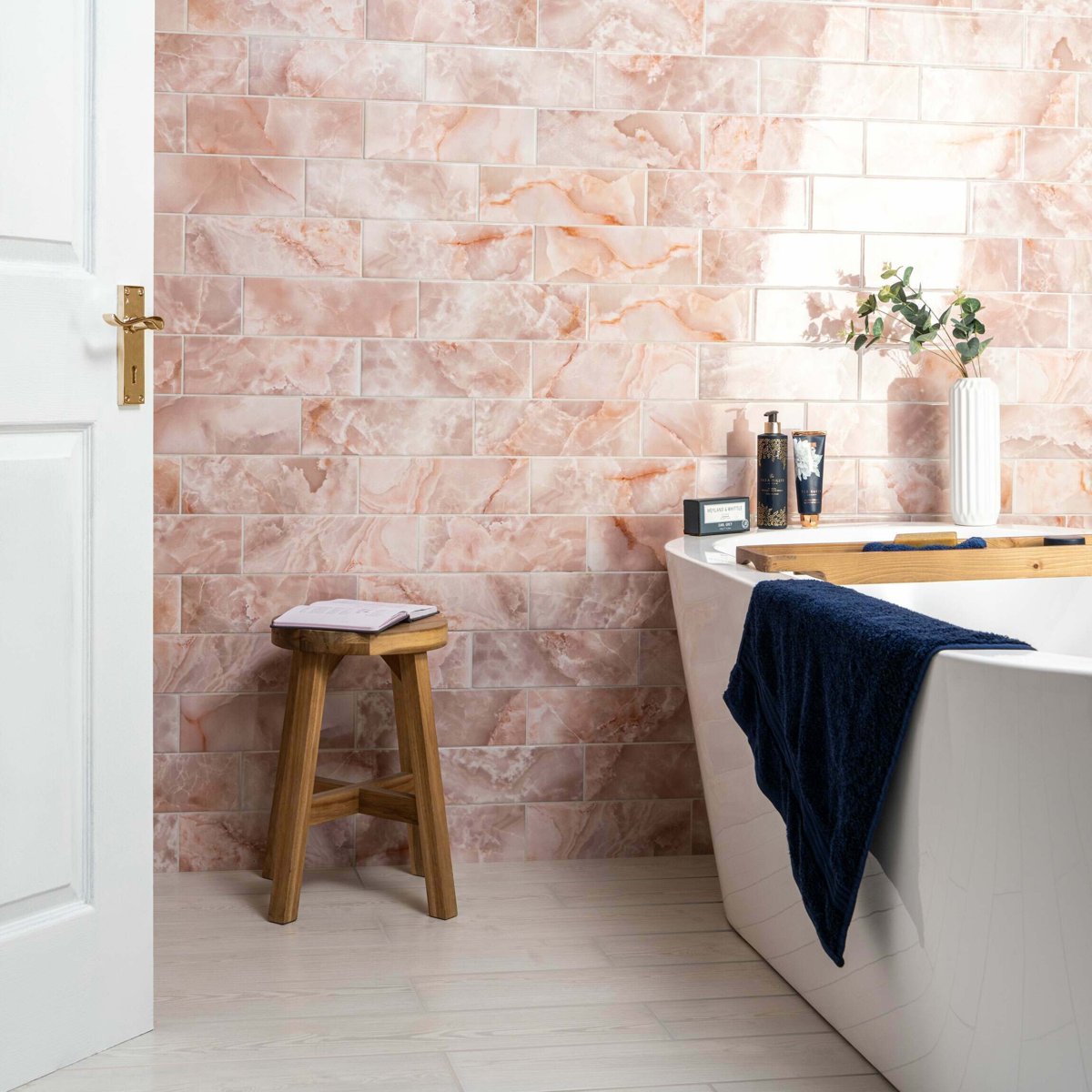 Onix Rosa Marble Effect Tile — close-up of the tile surface, buy tile UK