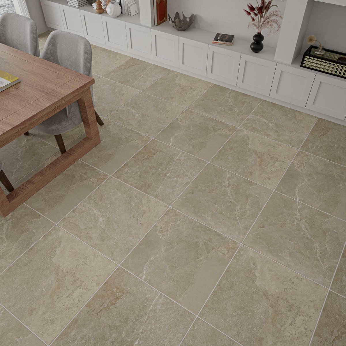 Strato Light Natural Grey Slate Effect Matt Sparkle 600X600 — alternative angle, buy floor tile UK