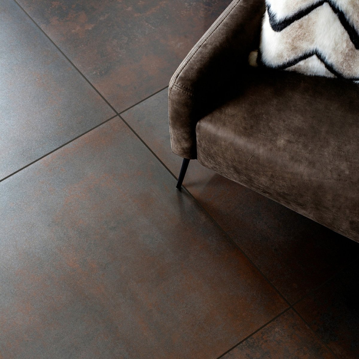 Stardust Oxide Brown Semi Polished Metallic Tiles 900x900 — detail view, buy floor tile UK