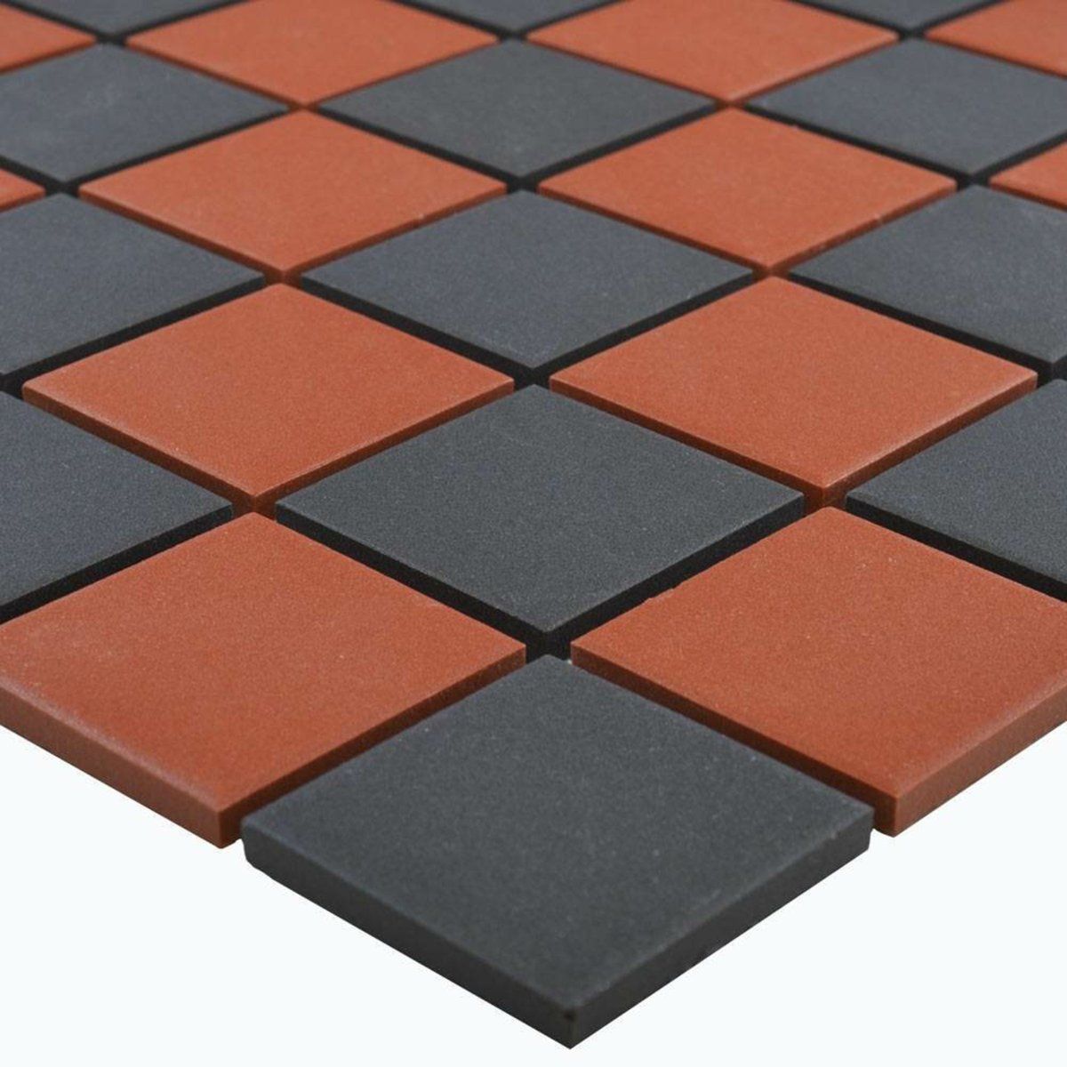 Victorian Red & Black Chequer Mosaic — detail view, buy tile UK