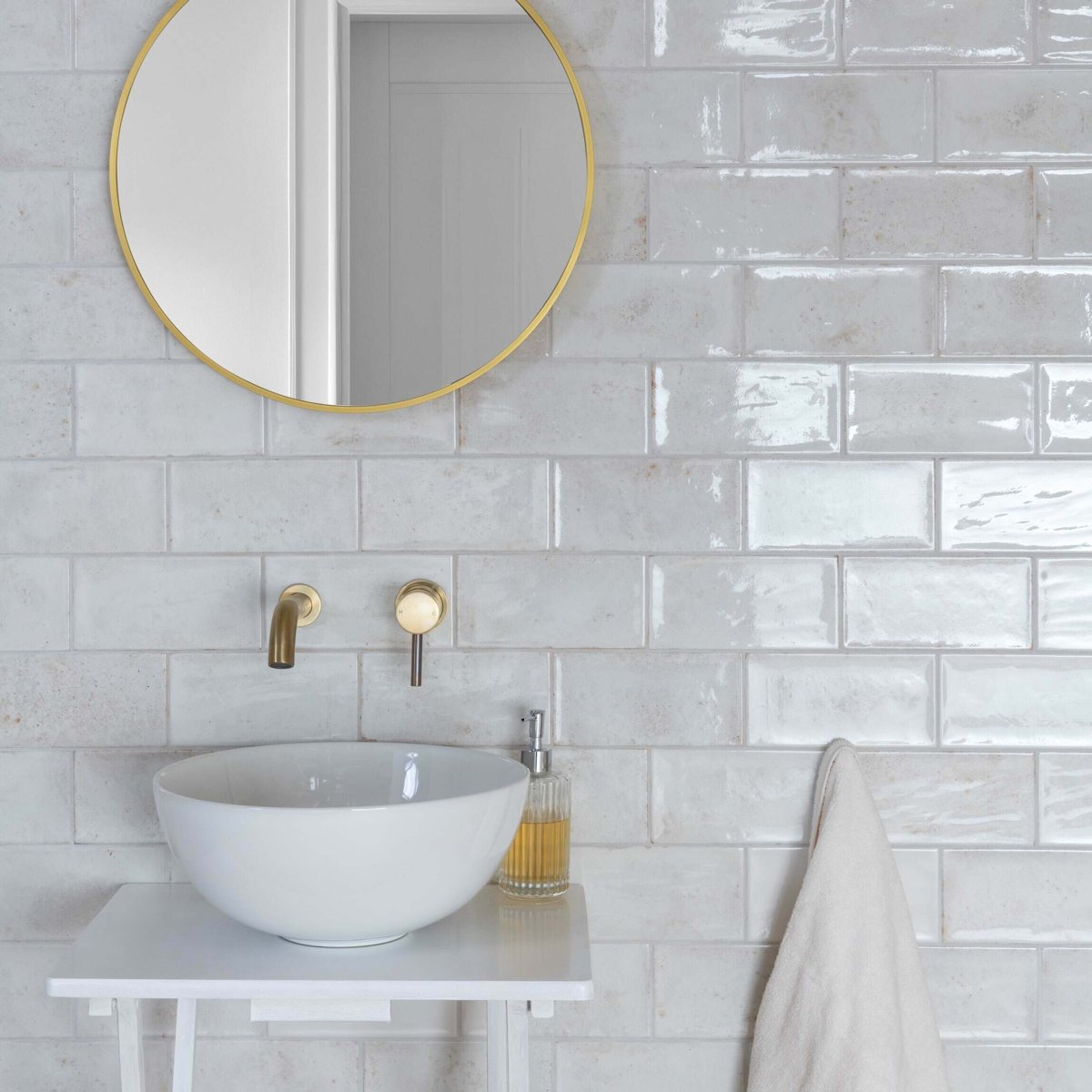 Clemence White 20x10 — alternative angle, buy wall tile UK