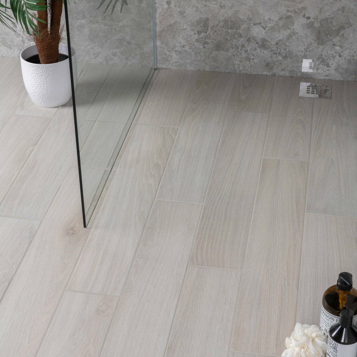 Civic White Wood Effect Tile15x90 — alternative angle, buy floor tile UK