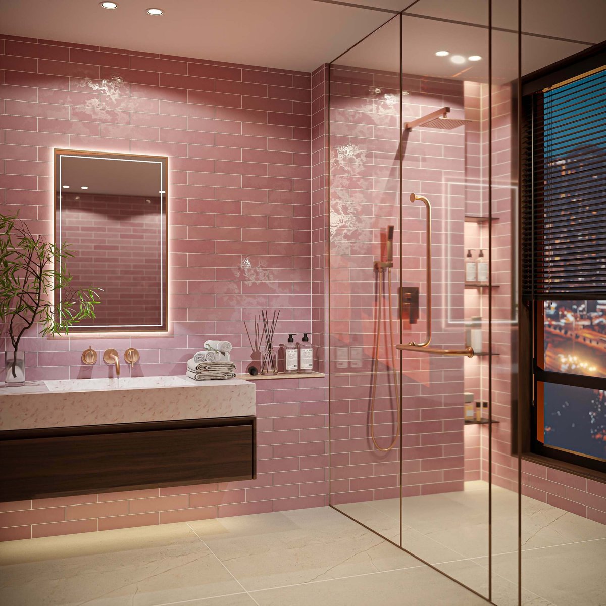 Opal Pink Gloss Wall Tile 75x300 — close-up of the tile surface, buy tile UK