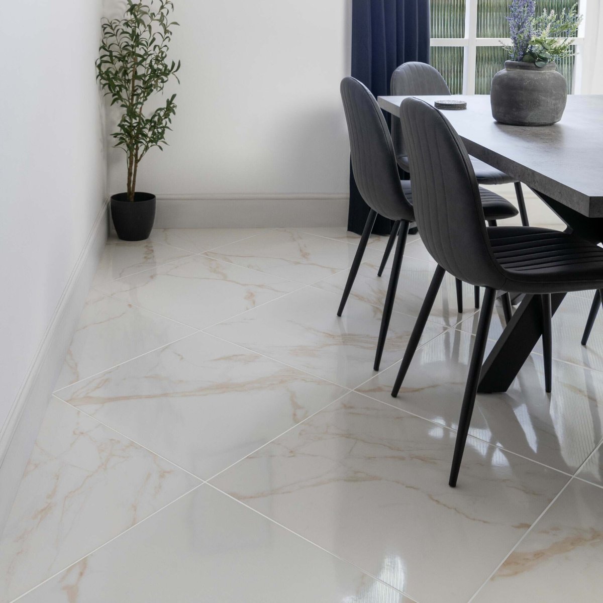 Palatina Gold Gloss 60x60 Marble Effect Tiles — alternative angle, buy floor tile UK