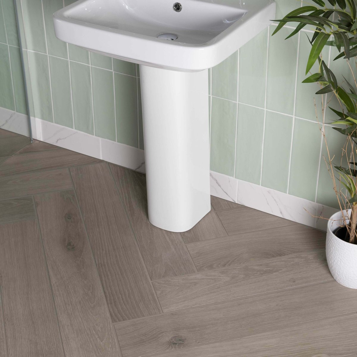 Civic Cenere Wood Effect Tile 15x90 — installed room setting, buy floor tile UK
