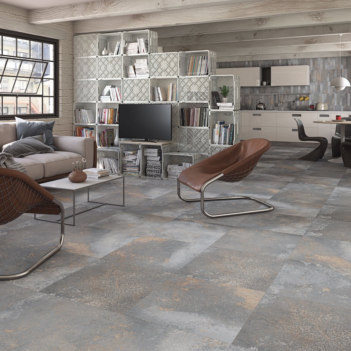 Yuri® Grafito 583x583 — detail view, buy floor tile UK