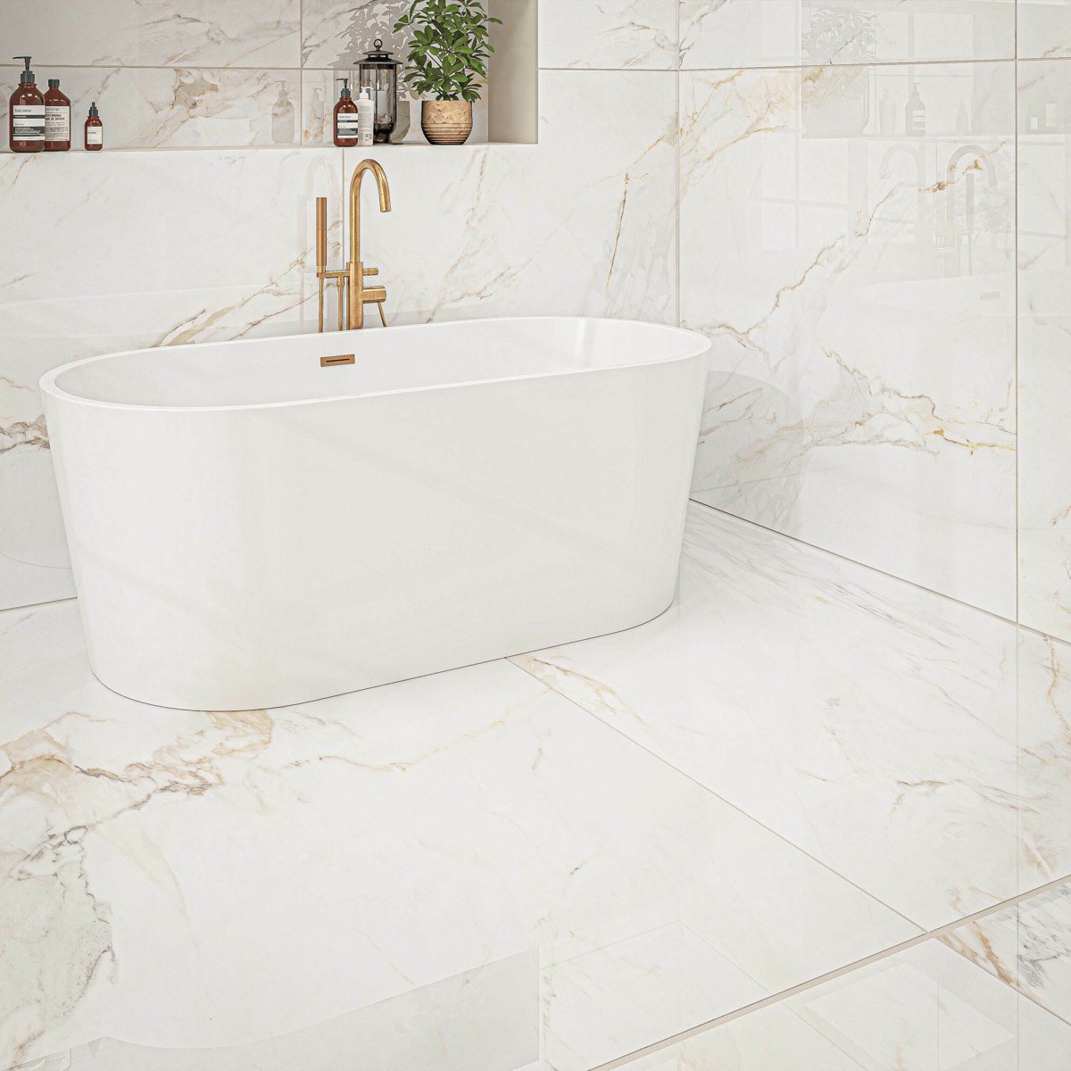 Marshall Gold Vein Polished Marble Effect Tiles 1200x1200 — detail view, buy floor tile UK