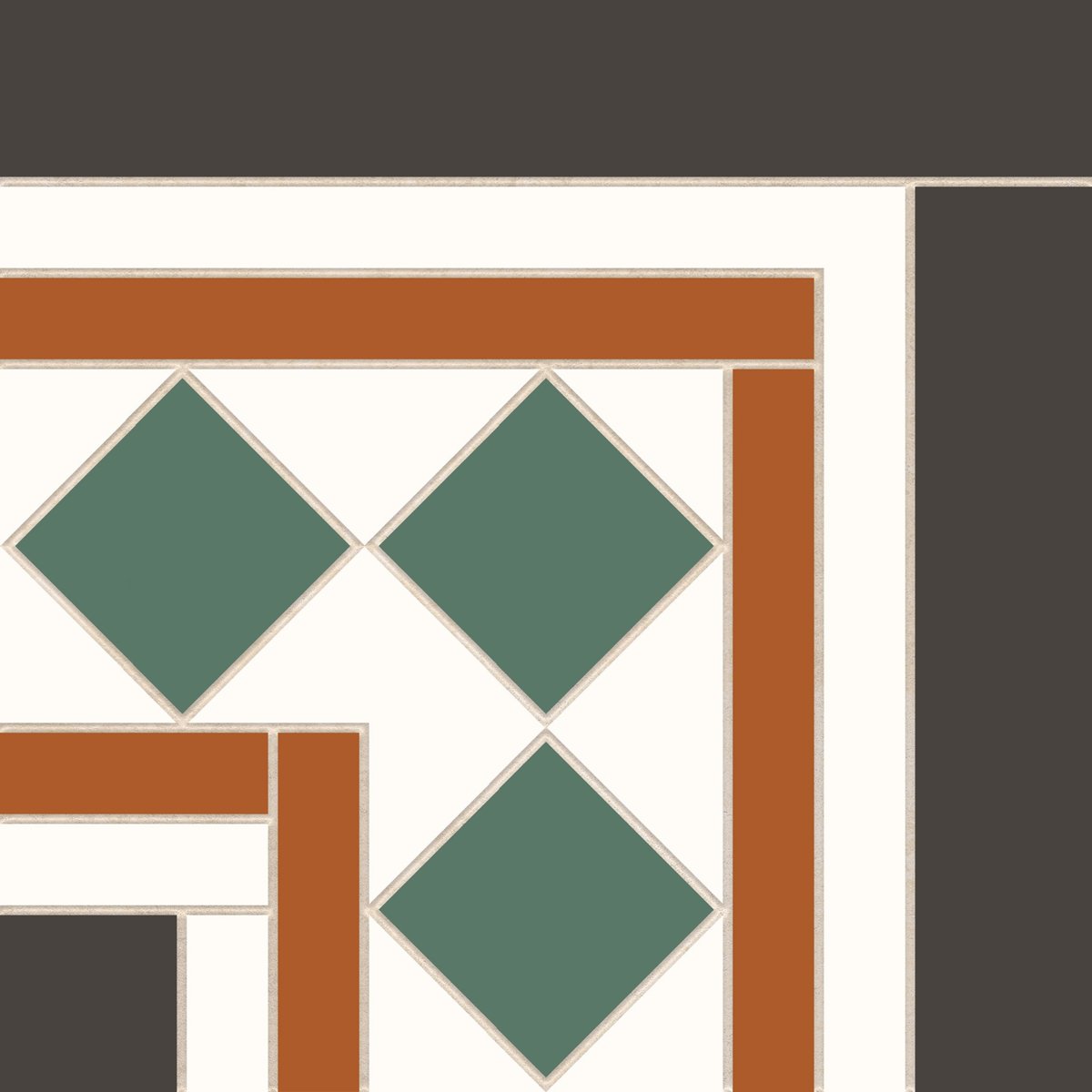 Victorian Bristol Green & White Corner Anti Slip Porcelain Tile — close-up of the tile surface, buy tile UK